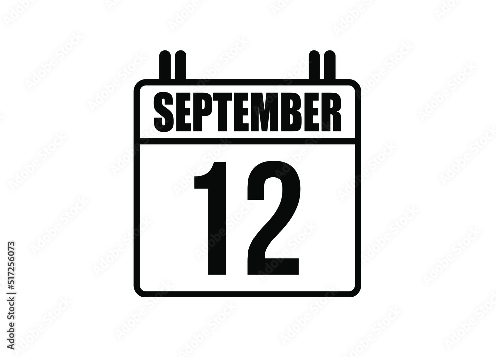 12 September calendar. Simple calendar page for the month of September. Black vector on white background. 12 September calendar. Simple calendar page for the month of September. Black vector on white background.