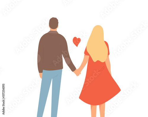 Happy couple in love. Happy Valentine's Day Concept With Back View Of Young Couple