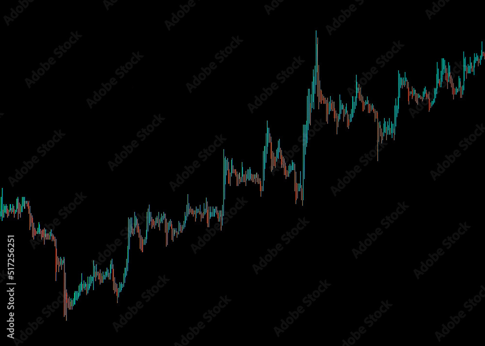 Red Rising Graph Chart ภาพประกอบสต็อก Green-red ascending chart on a black background. Stock ...