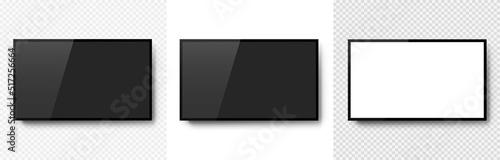 Realistic television screen on background. TV, modern blank screen lcd, led