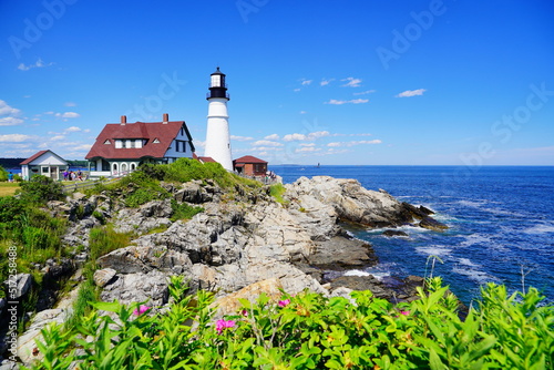 The Portland Lighthouse in Cape Elizabeth, Maine, USA 