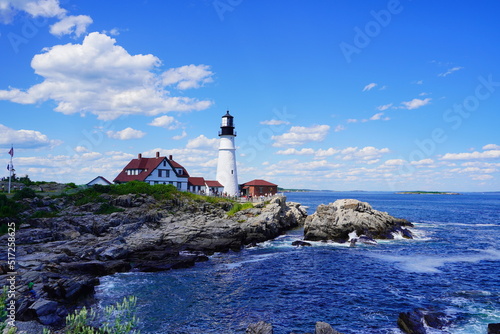 The landscape of Portland Lighthouse in Cape Elizabeth, Maine, USA	
 photo