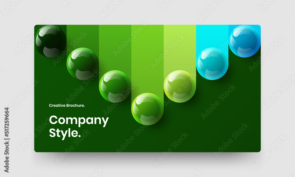 Isolated placard vector design layout. Multicolored 3D spheres catalog cover template.