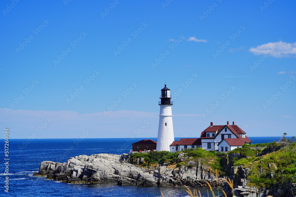 Ocean waves and Rocks along coastline in state of Maine, USA	
