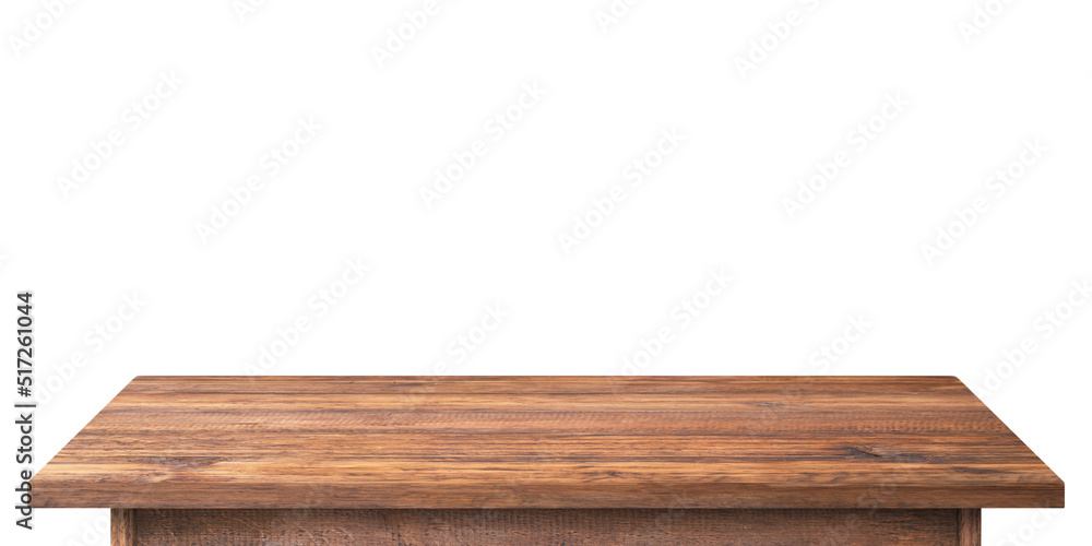 dark wooden table isolated on white background, empty wood tabletop dark wooden table isolated on white background, empty wood tabletop