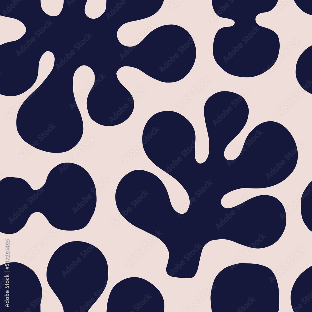 Beautiful vector seamless pattern with abstract organic shapes. Cute background in naive style