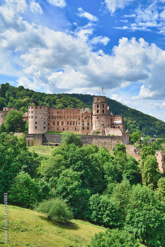 Heidelberg castle and old historic city center in Germany