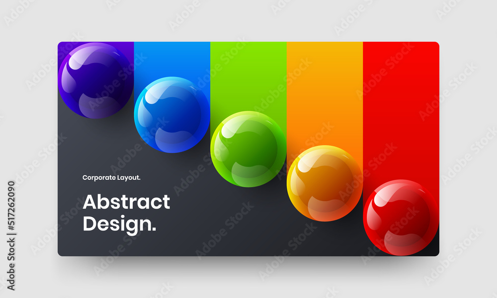 Vivid cover design vector template. Simple 3D balls company identity layout.