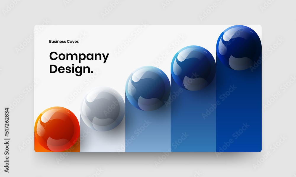 Clean postcard vector design concept. Trendy 3D spheres booklet illustration.