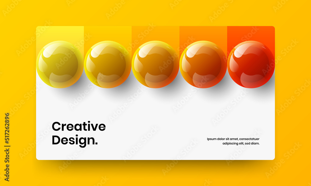 Fresh banner vector design concept. Clean realistic spheres company identity illustration.