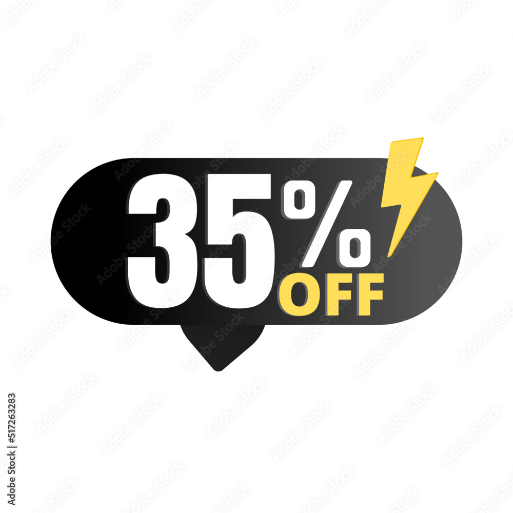 35% flash offer, super black discount icon, Vector illustration, Thirty-five 35% flash offer, super black discount icon, Vector illustration, Thirty-five