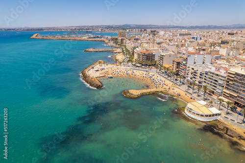 Aerial view of Torrevieja during sunny summer day. Province of Alicante, south of Spain, Costa Blanca. Spain. Travel and tourism concept. photo