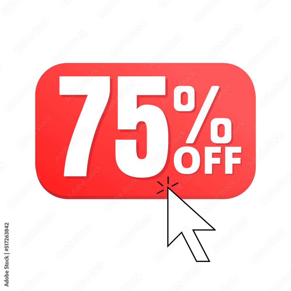 75% off, Clicking online discount, super special offer with red vector illustration design, Seventy-five 75% off, Clicking online discount, super special offer with red vector illustration design, Seventy-five
