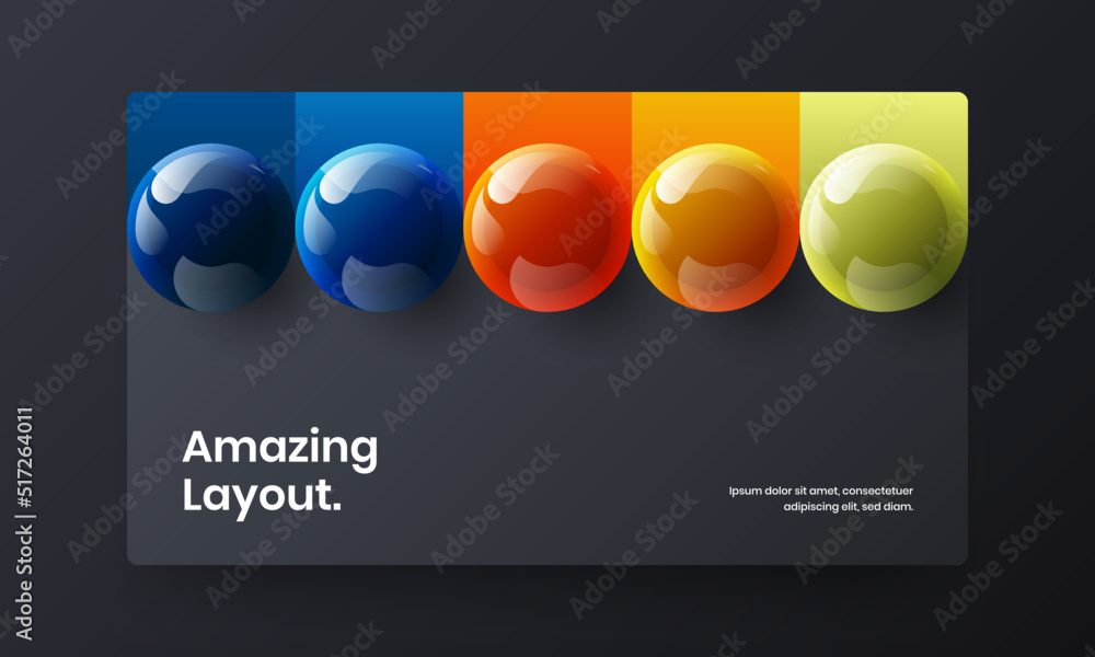 Unique realistic balls corporate cover layout. Vivid booklet vector design concept.