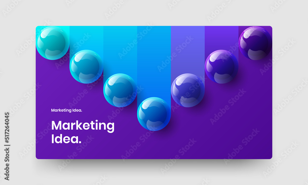Simple 3D balls banner template. Multicolored front page vector design layout.