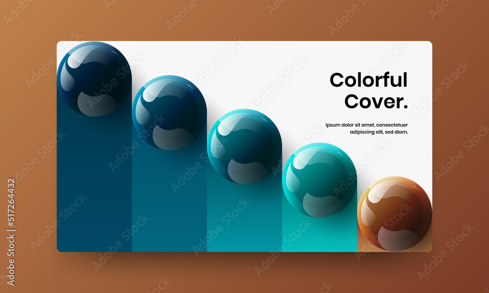 Colorful website screen vector design concept. Abstract 3D balls cover template.