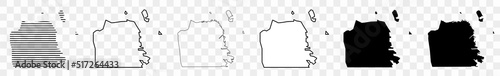 San Francisco Map Black | San Franciscan Town Border | Californian City | Transparent Isolated | Variations