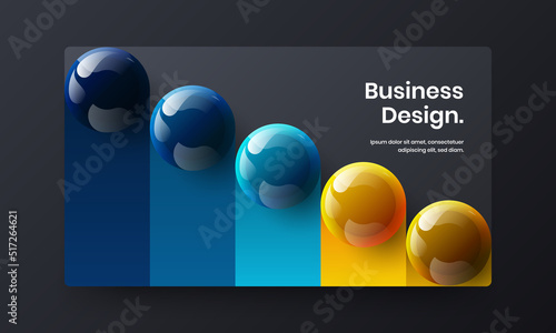 Premium journal cover design vector layout. Vivid realistic balls placard illustration. © kitka