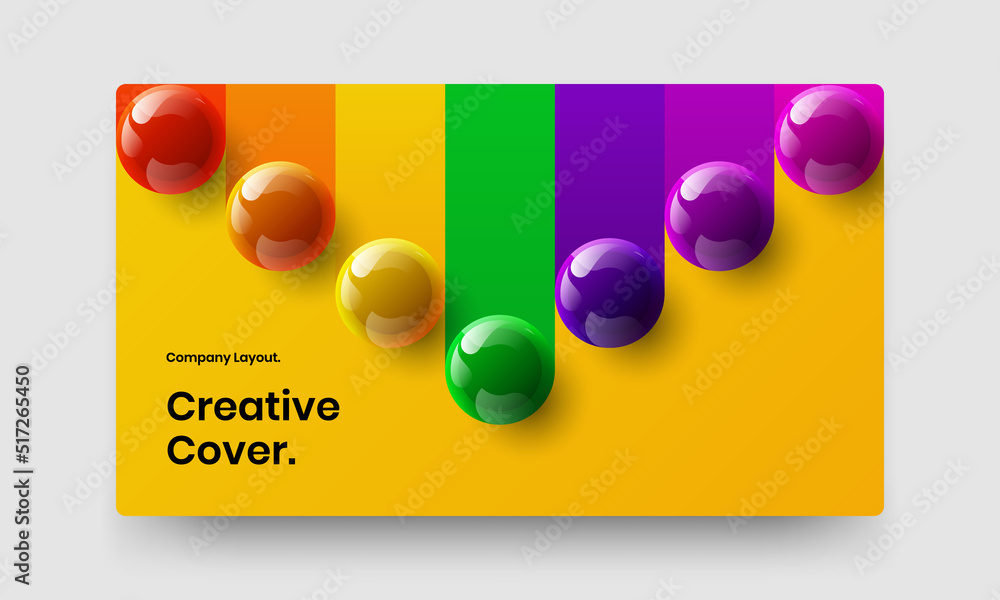 Amazing front page vector design concept. Colorful 3D spheres banner layout.