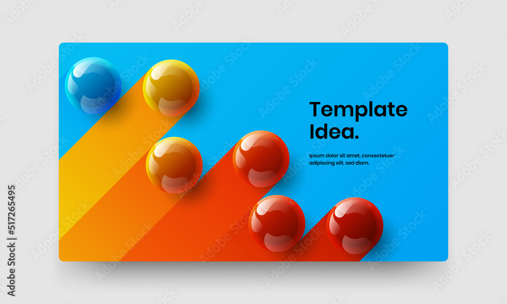 Clean 3D spheres landing page illustration. Trendy flyer design vector template.