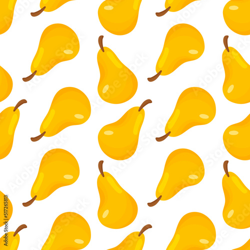 Cartoon pears seamless pattern on white background