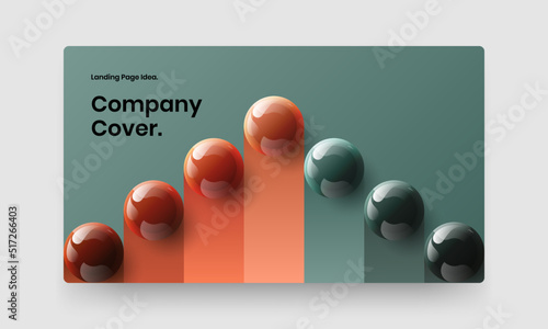 Abstract realistic spheres web banner template. Isolated company identity vector design layout.