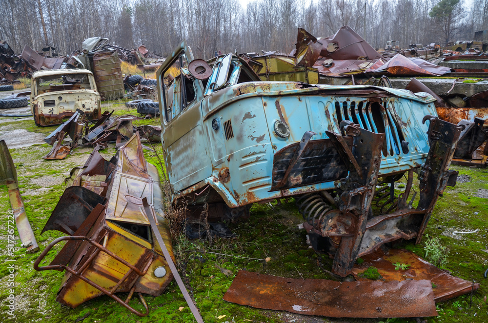Old abandoned rusty and forgotten cabin of an old truck. Junk transport of antique vehicles. Old abandoned rusty and forgotten cabin of an old truck. Junk transport of antique vehicles.