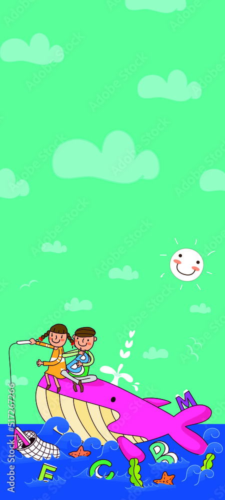 Obraz premium kids dream vertical illustrations school student cartoon school gate learning