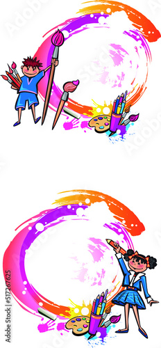 kids dream vertical illustrations school student cartoon school gate learning
