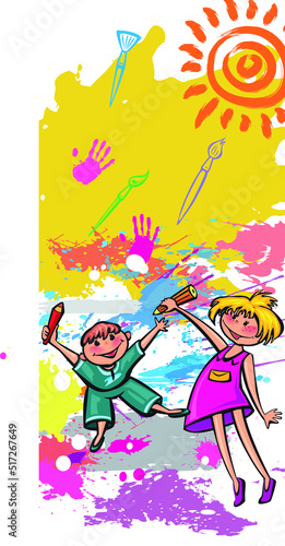 kids dream vertical illustrations school student cartoon school gate learning