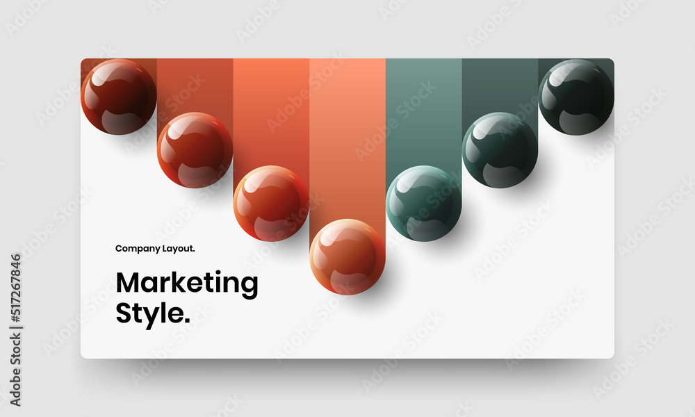 Clean corporate cover vector design concept. Fresh 3D balls site template.
