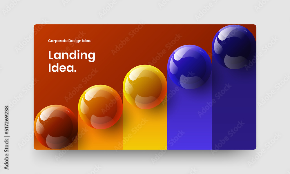 Amazing book cover design vector layout. Isolated 3D balls front page template.