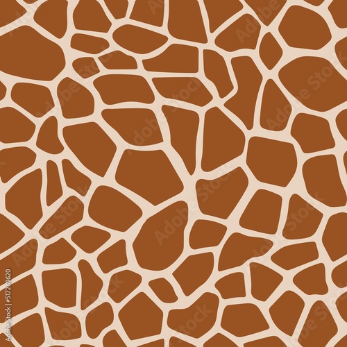 Seamless giraffe brown pattern. Fashionable background. Black and white vector illustration. Hand drawn animal texture for print, textile, fabric, packaging.