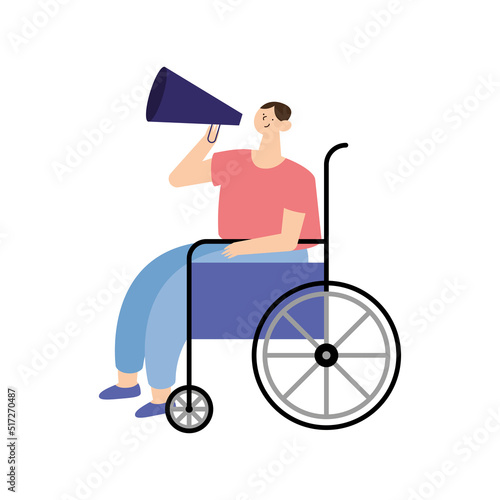 man in wheelchair with megaphone