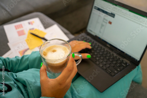 Work from home. Сoffee and laptop, working mood