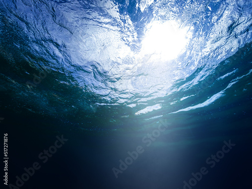 Underwater waves scene with light rays