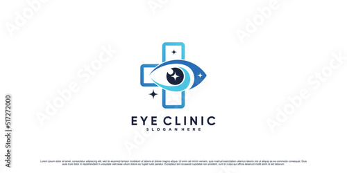 Creative eye clinic logo design inspiration with creative element Premium Vector