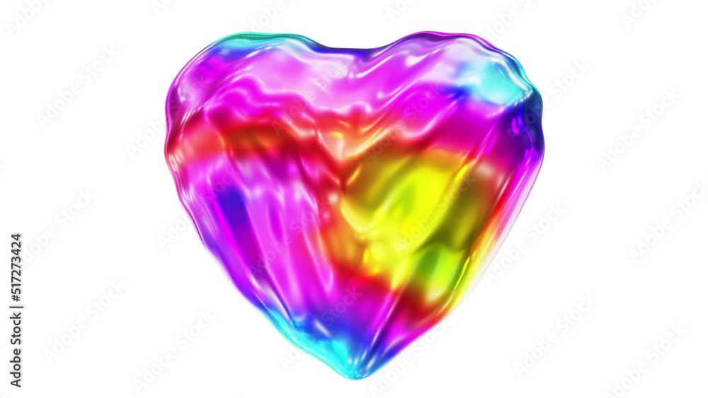 Realistic looping 3D animation of the abstract waving trippy colors liquid rainbow glass candy heart rendered in UHD with alpha matte Realistic looping 3D animation of the abstract waving trippy colors liquid rainbow glass candy heart rendered in UHD with alpha matte