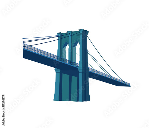 Brooklyn bridge in New York, USA. Vector illustration.