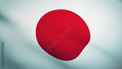 Waving flag of Japan. Ultra realistic 3D render.