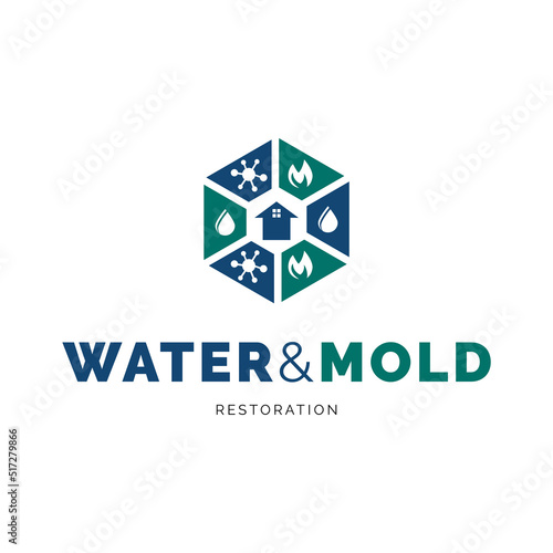 Water & mold restoration icon logo design inspiration