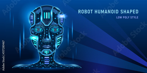 head robot humanoid shaped on blue background