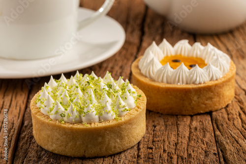 Tasty passion fruit and lemon tartlet.