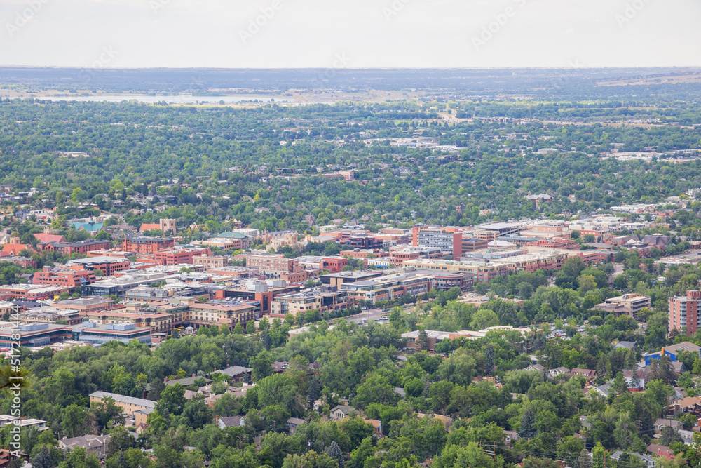Aerial view of the Boulder cityscape