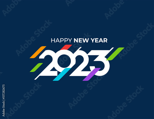 Celebrate Happy New Year 2023 Greeting banner logo illustration, Creative and Colorful 2023 new year vector