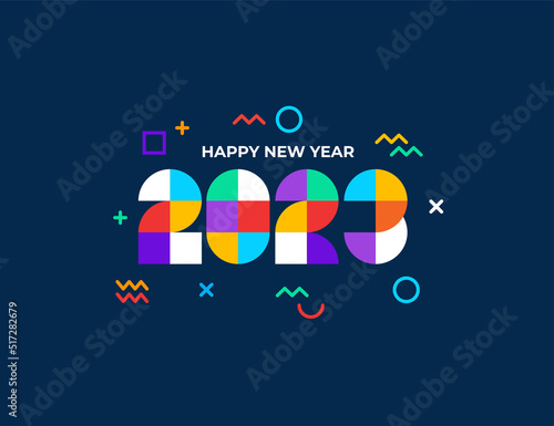 Celebrate Happy New Year 2023 Greeting banner logo illustration, Creative and Colorful 2023 new year vector