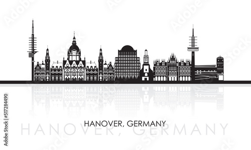 Silhouette Skyline panorama of city of Hanover, Germany - vector illustration photo