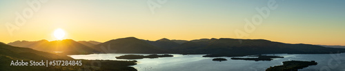 Loch Lomond at sunset in Scotland 