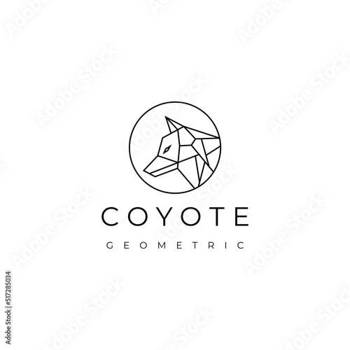 Coyote head geometric logo vector icon design template