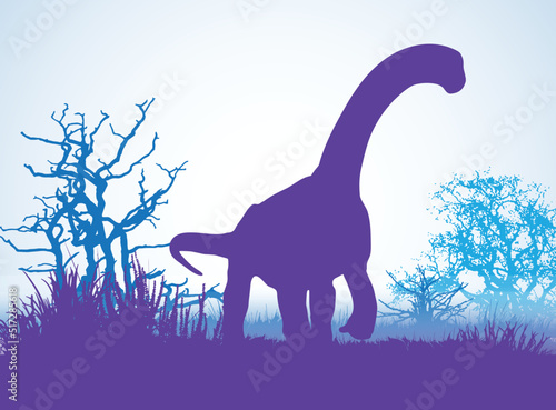 Camarasaurus  , Dinosaurs silhouettes in prehistoric environment overlapping layers  decorative background banner abstract vector illustration